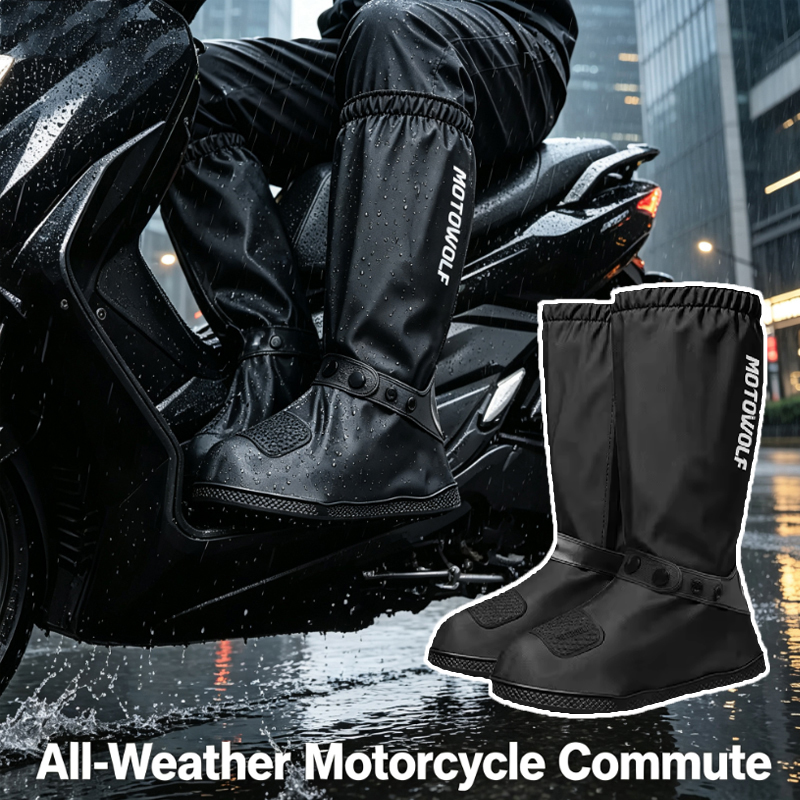 Cycling Commute Shoes - 屋外通勤用チューブ型レインシューズカバー、再利用可能なバイク・自転車・サイクリング・旅行用レインブーツ、防雨靴、滑り止めシューズ